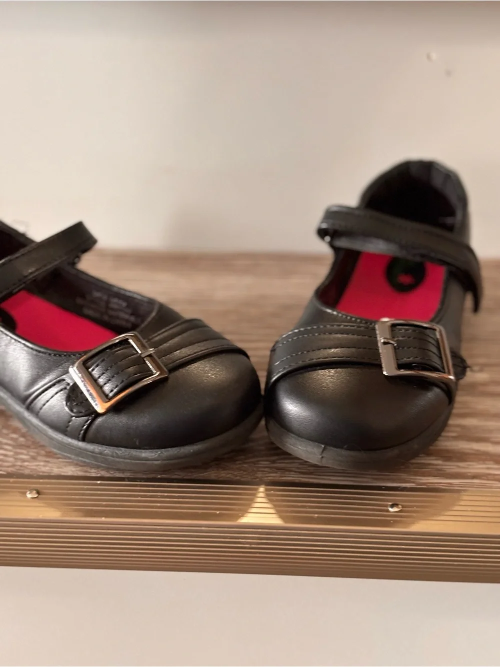 Girls Petalia Black Mary Jane Dress Shoes with Buckle Strap